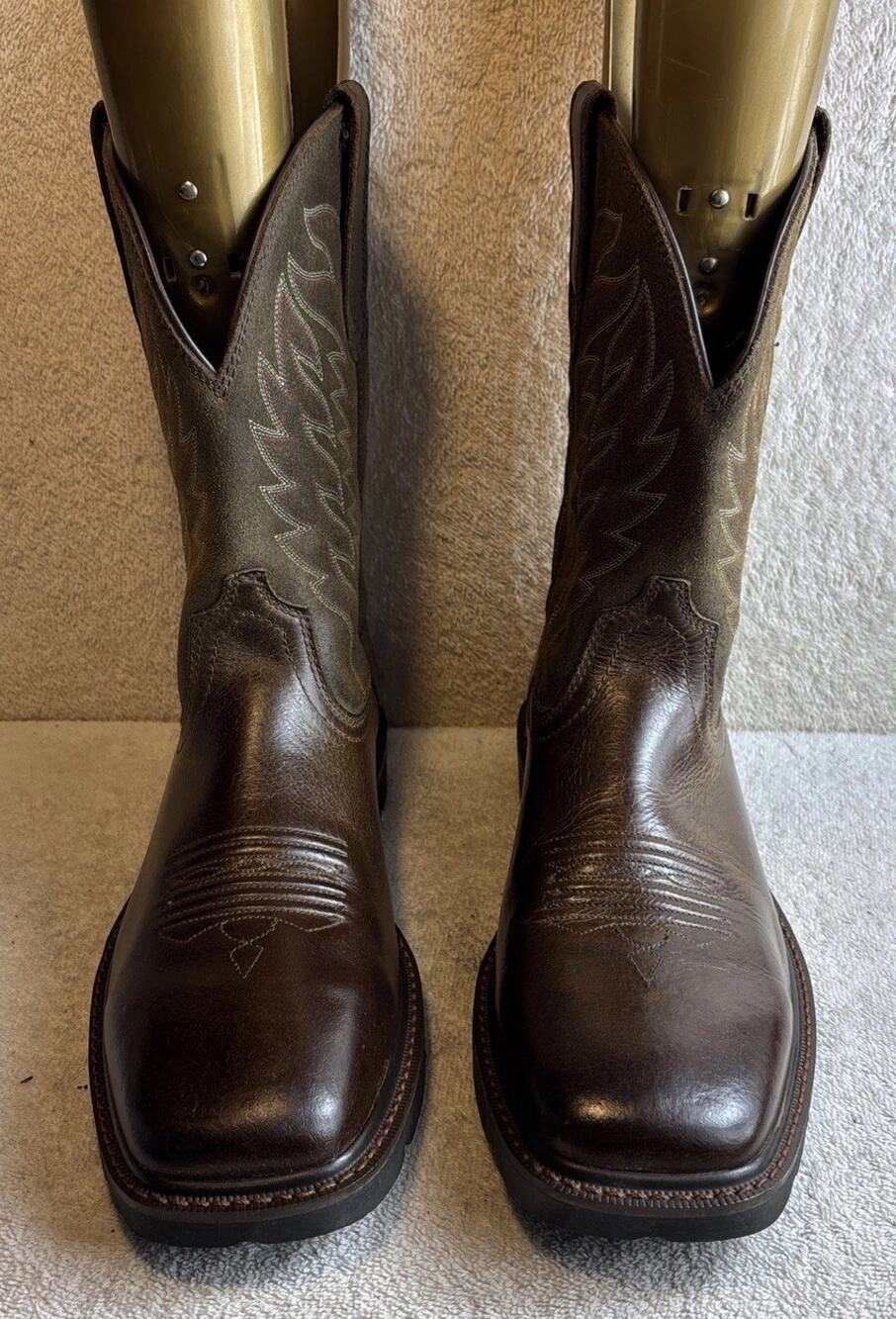 Ariat Men's Brown Groundbreaker Wide Square Soft Toe Work Boots - Size 9 D